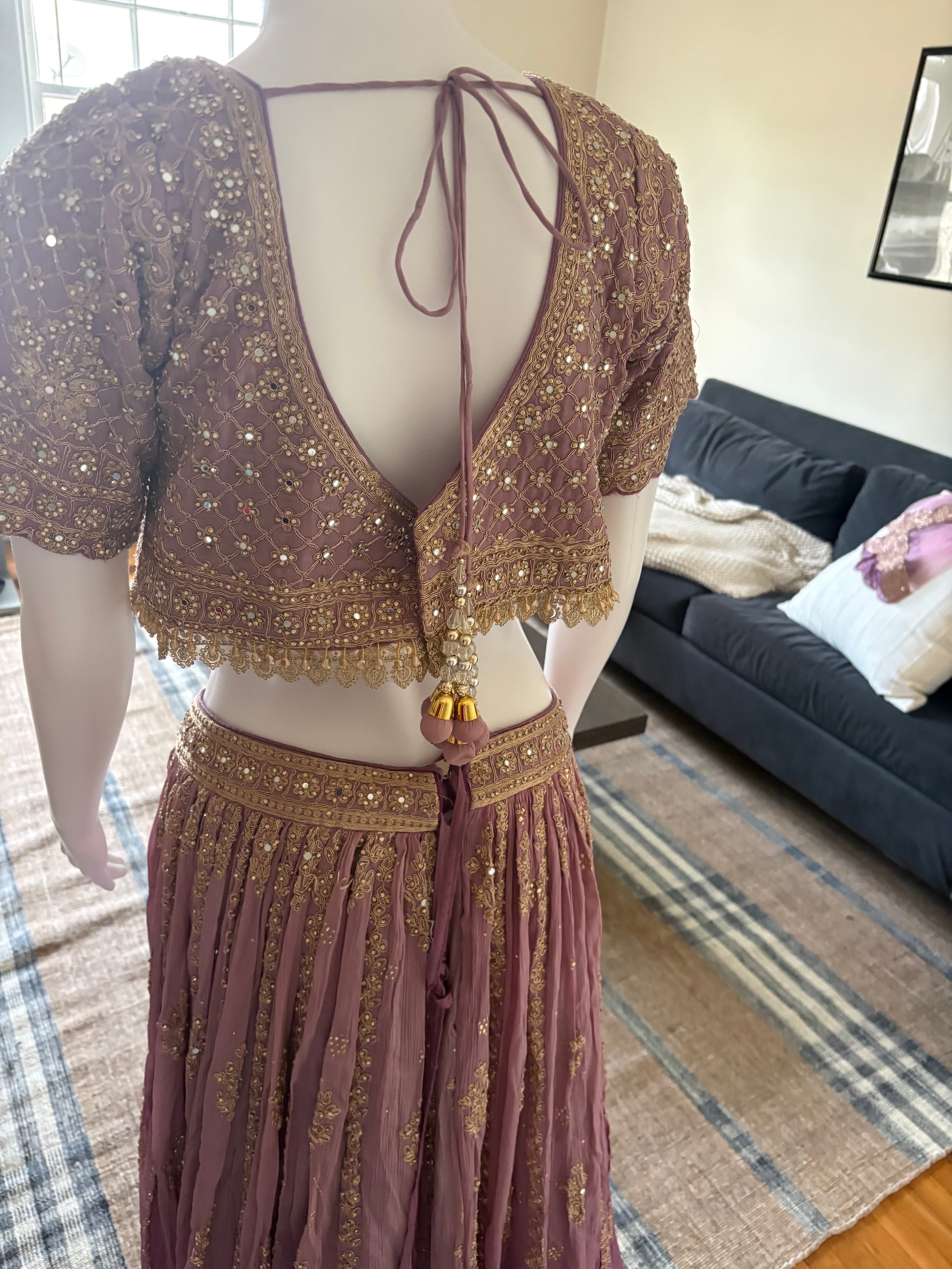 Lavender Gold Embroidered Lehenga Set - Image 2