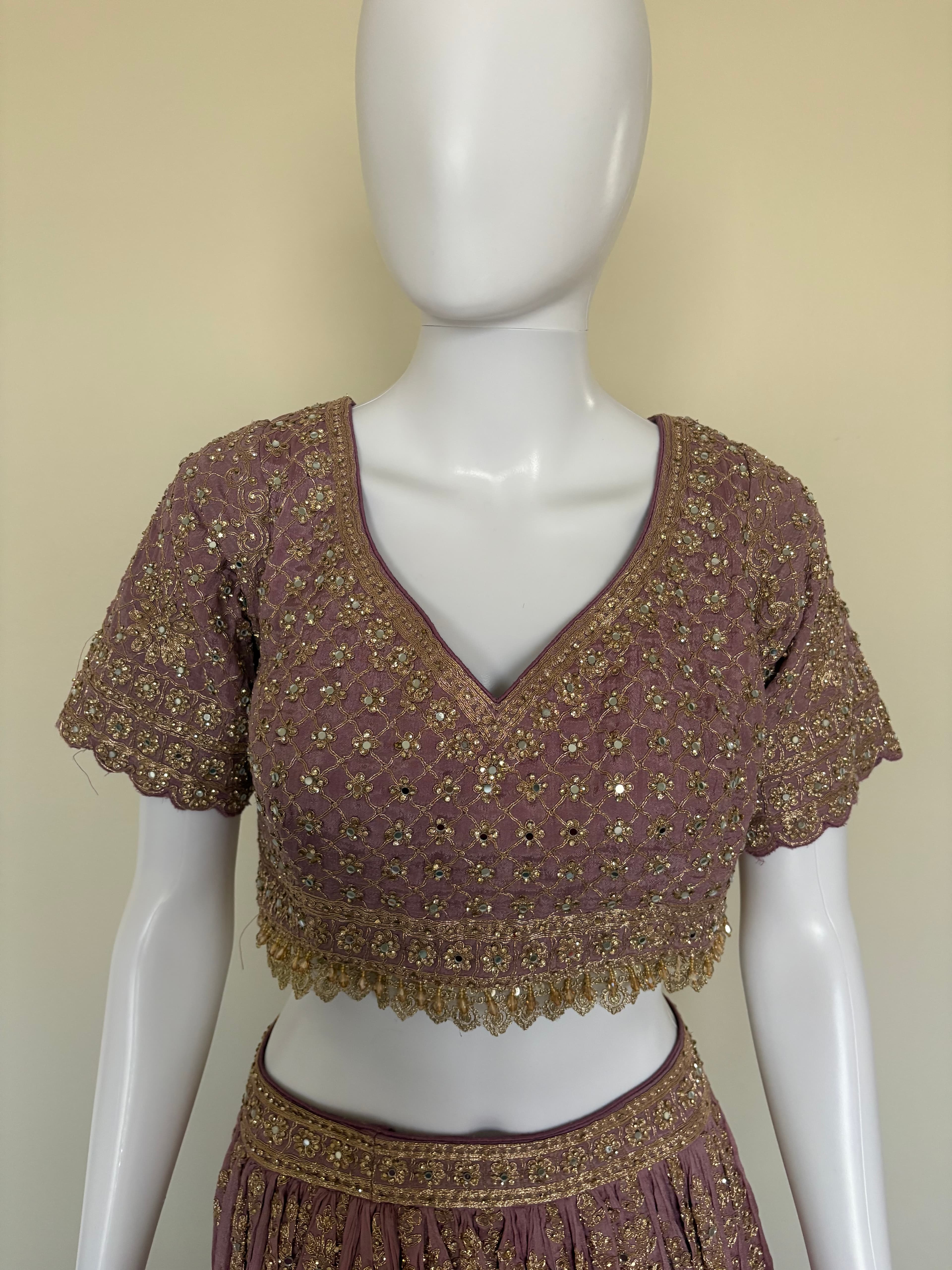 Lavender Gold Embroidered Lehenga Set - Image 3