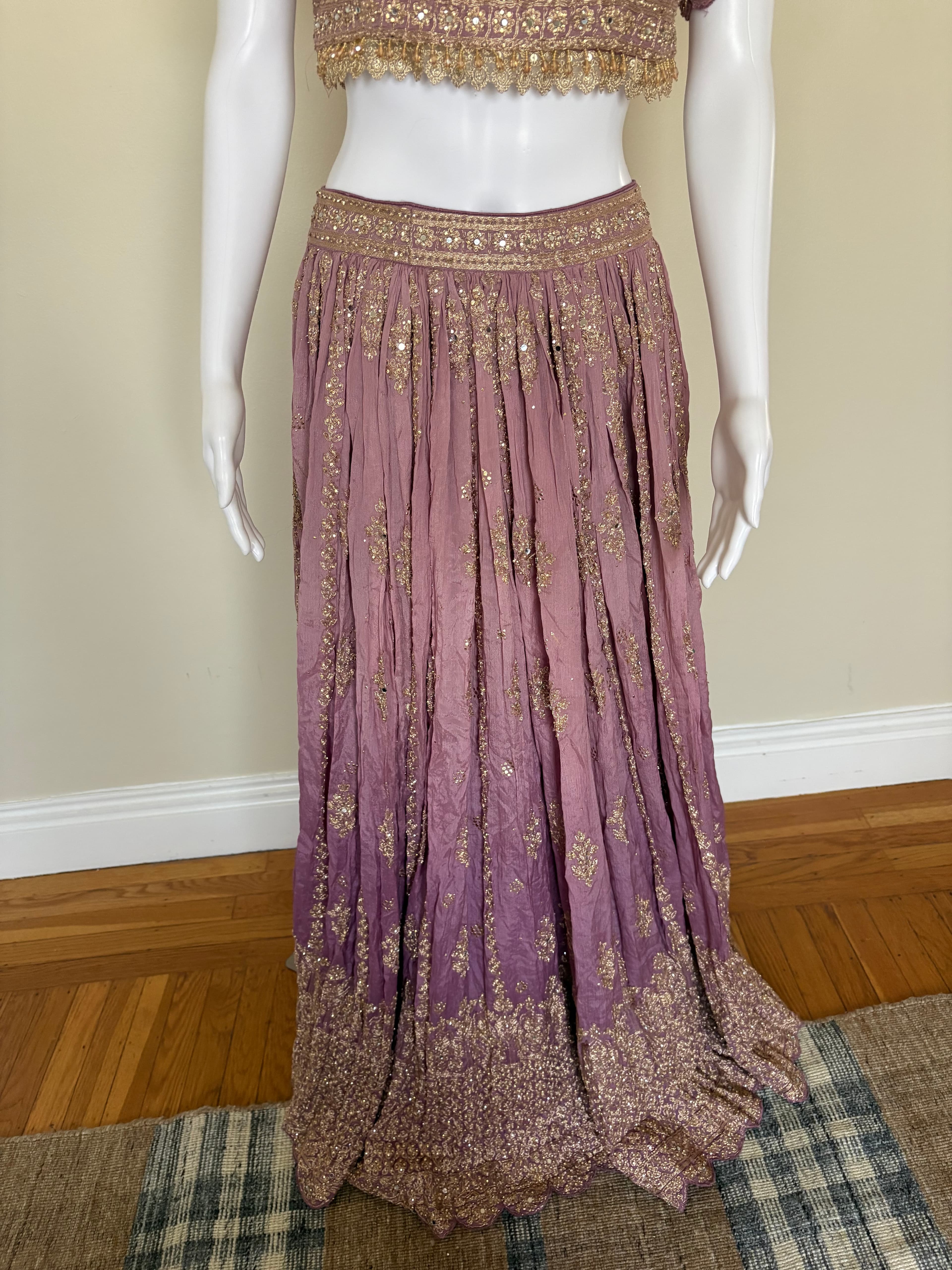 Lavender Gold Embroidered Lehenga Set - Image 4
