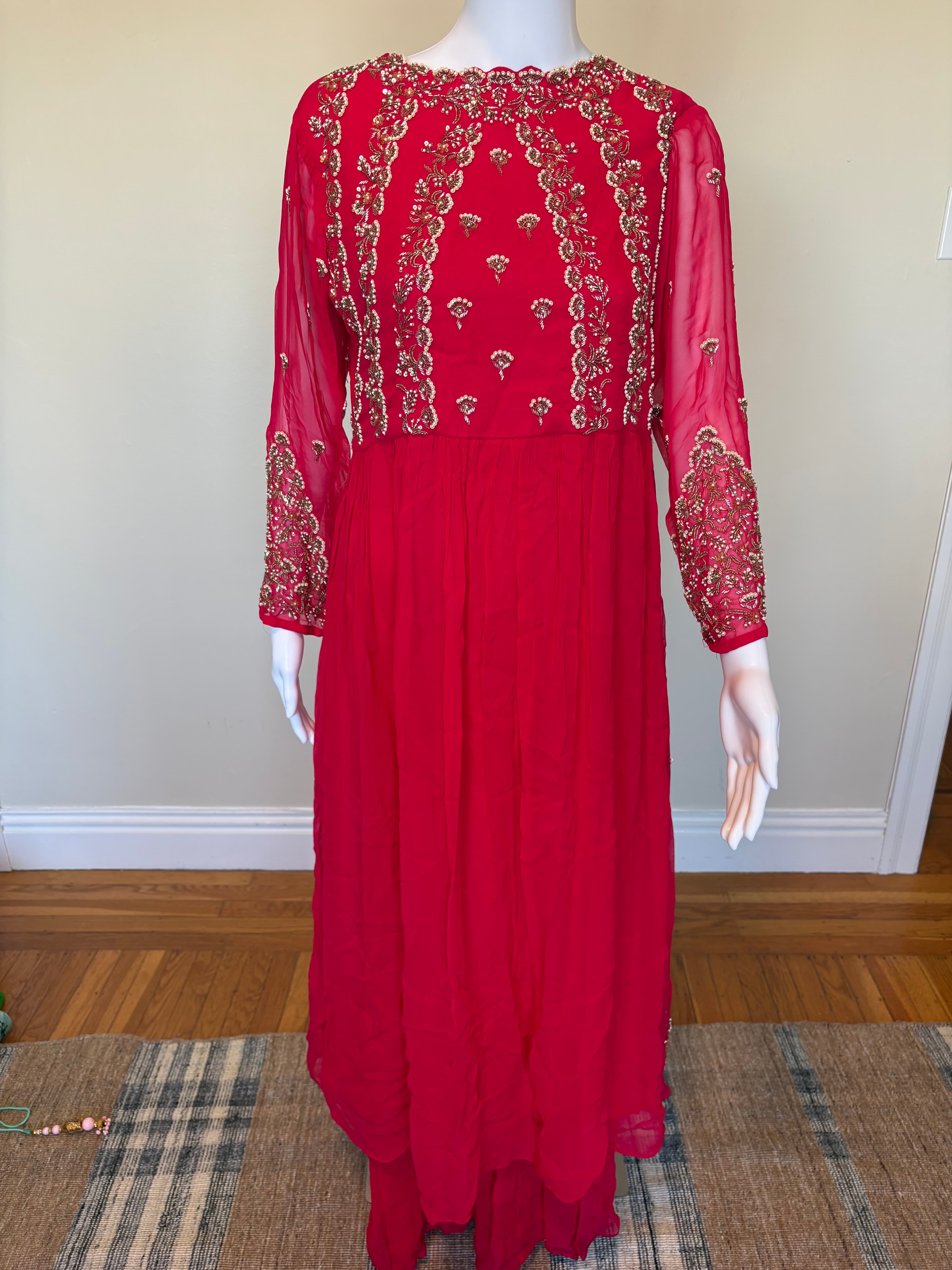 Ruby Red Embroidered Anarkali