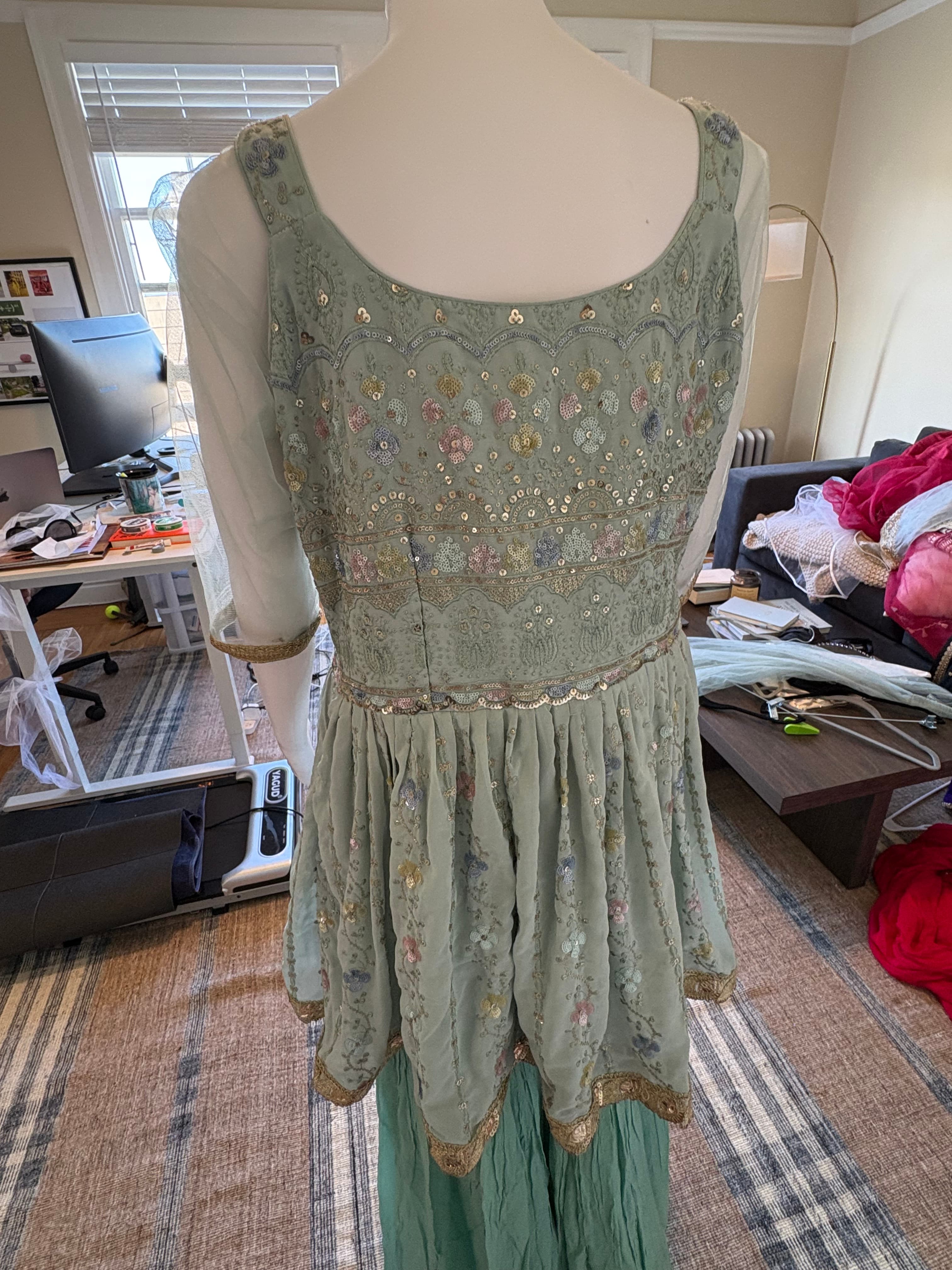 Mint Floral Peplum Sharara Set - Image 2