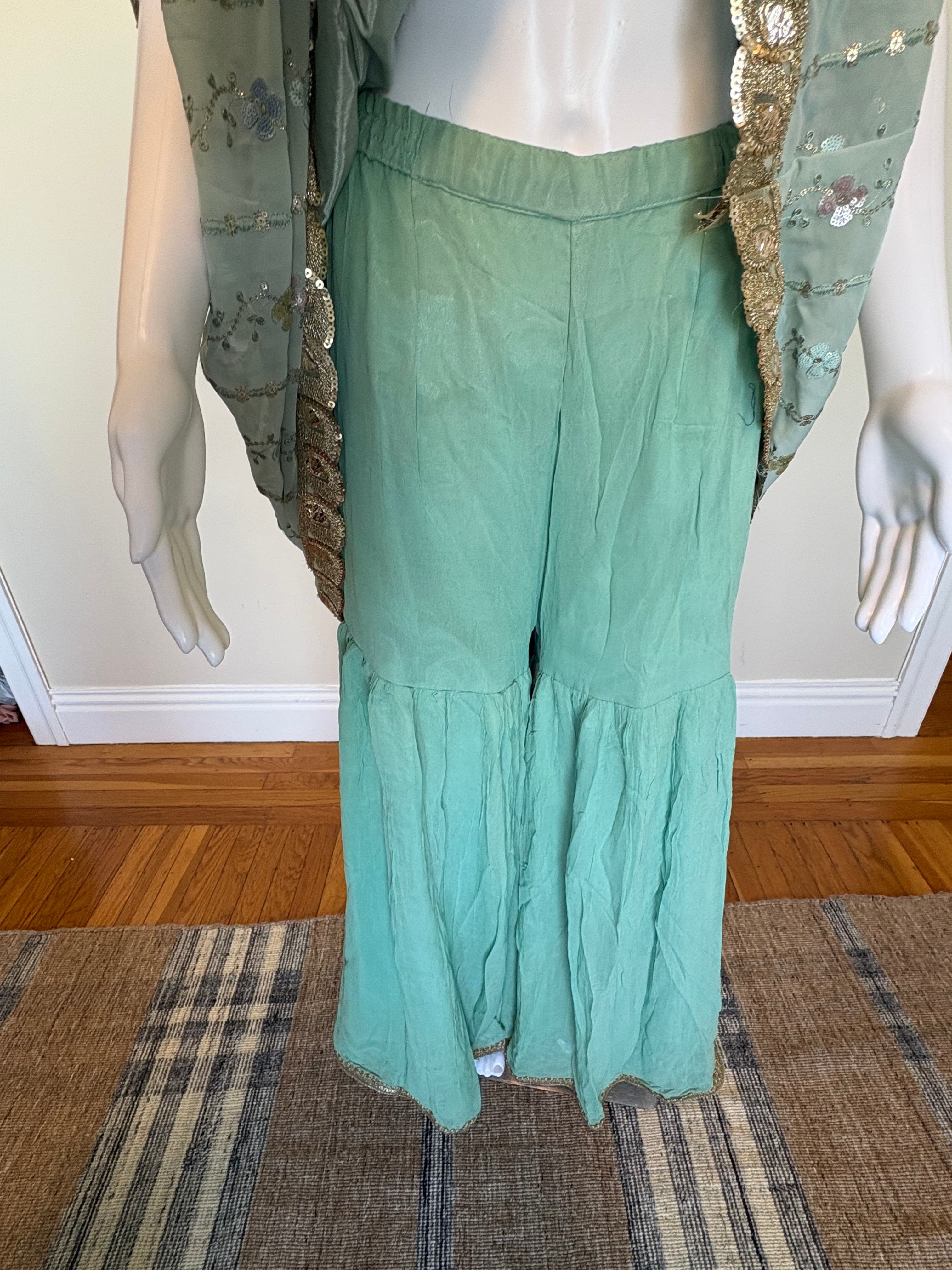 Mint Floral Peplum Sharara Set - Image 4